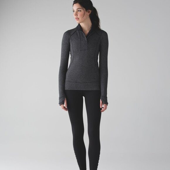 Lululemon Think Fast Rulu Pullover Heathered Herringbone Black Grey Size 2 - Picture 1 of 11